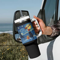 Cat Starry Night Christmas Tumbler With Handle Van Gogh Cat Lover Xmas - Wonder Print Shop