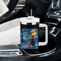 Cat Starry Night Christmas Tumbler With Handle Van Gogh Cat Lover Xmas - Wonder Print Shop