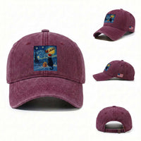 Cat Starry Night Christmas Washed Cotton Baseball Cap Van Gogh Cat Lover Xmas