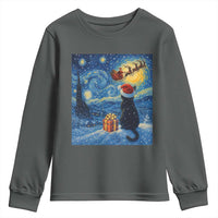 Cat Starry Night Christmas Youth Sweatshirt Van Gogh Cat Lover Xmas - Wonder Print Shop