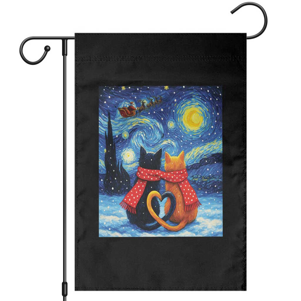 Funny Couples Christmas Garden Flag Cats Lover Starry Night - Wonder Print Shop