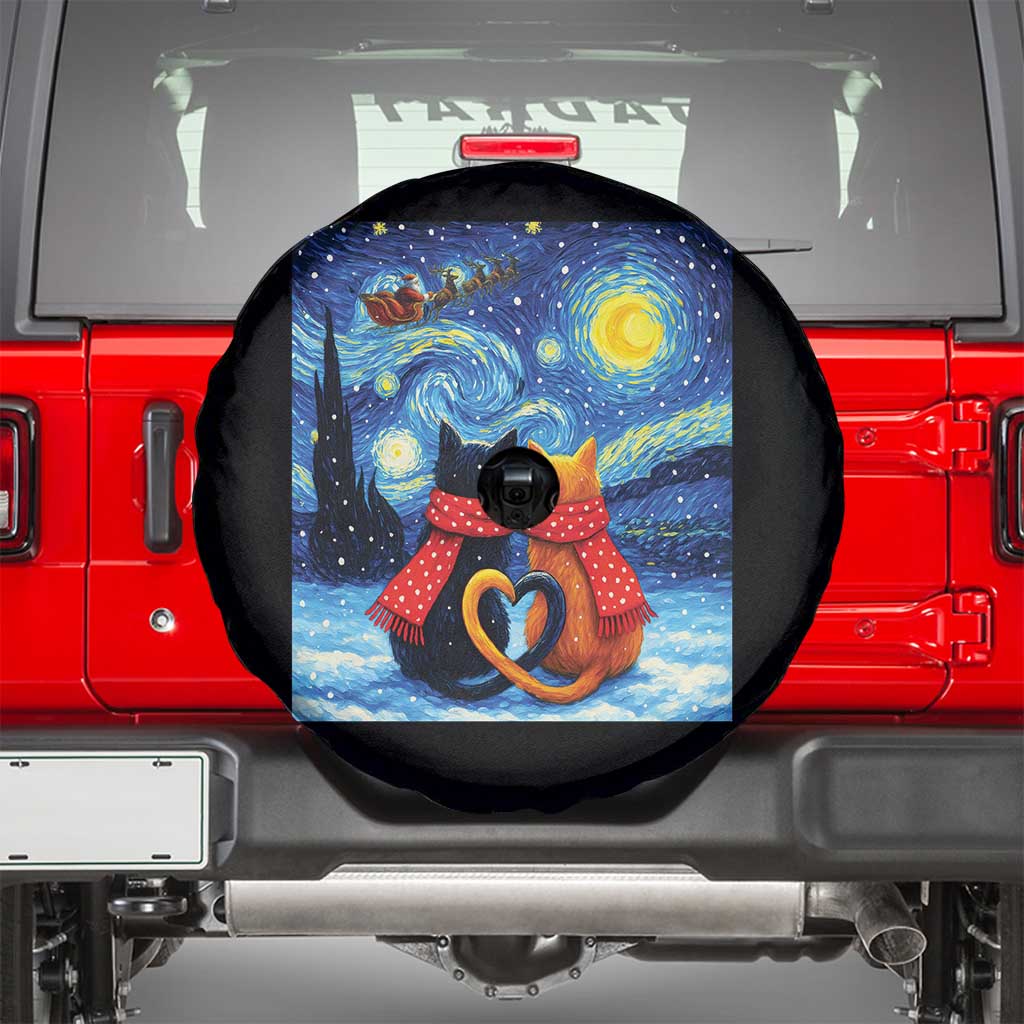 Funny Couples Christmas Spare Tire Cover Cats Lover Starry Night - Wonder Print Shop
