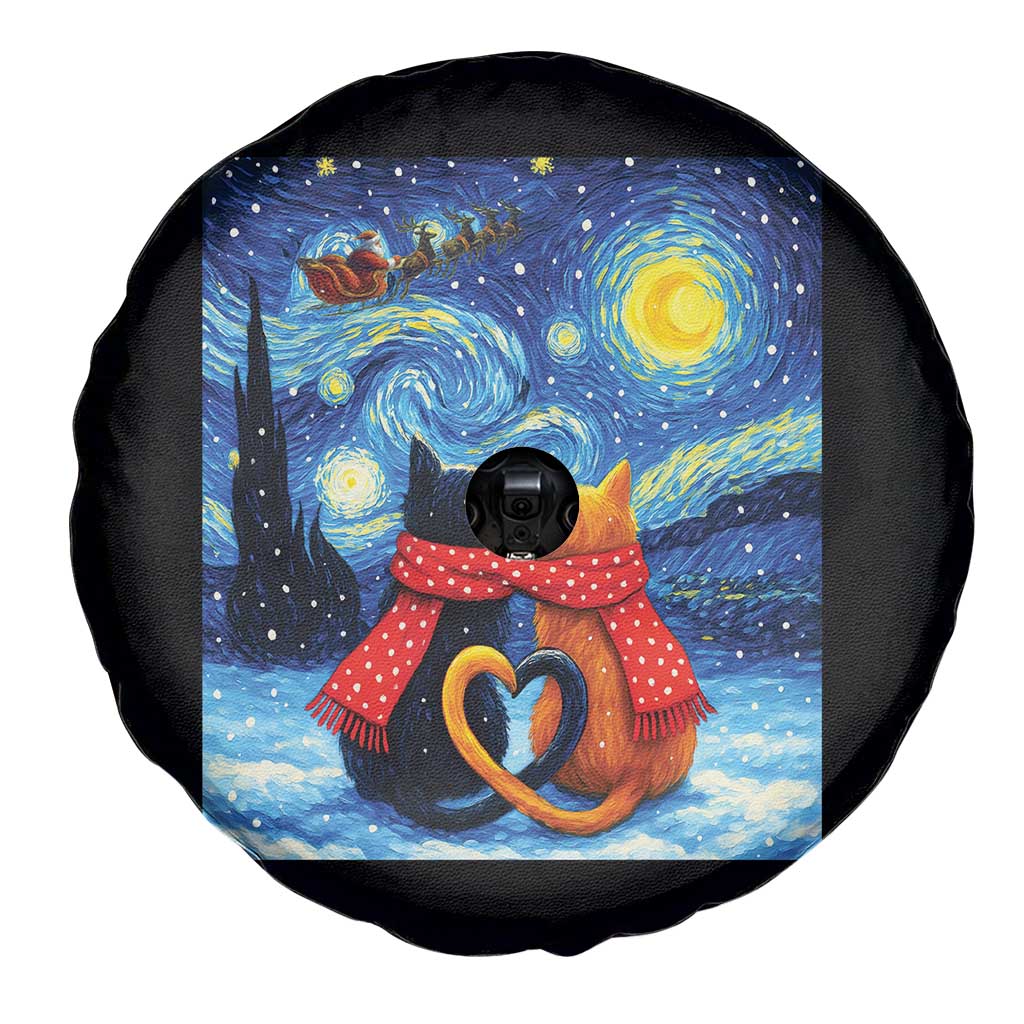 Funny Couples Christmas Spare Tire Cover Cats Lover Starry Night - Wonder Print Shop