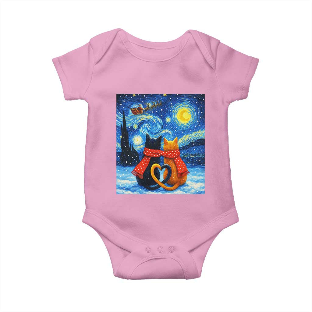 Funny Couples Christmas Baby Onesie Cats Lover Starry Night - Wonder Print Shop