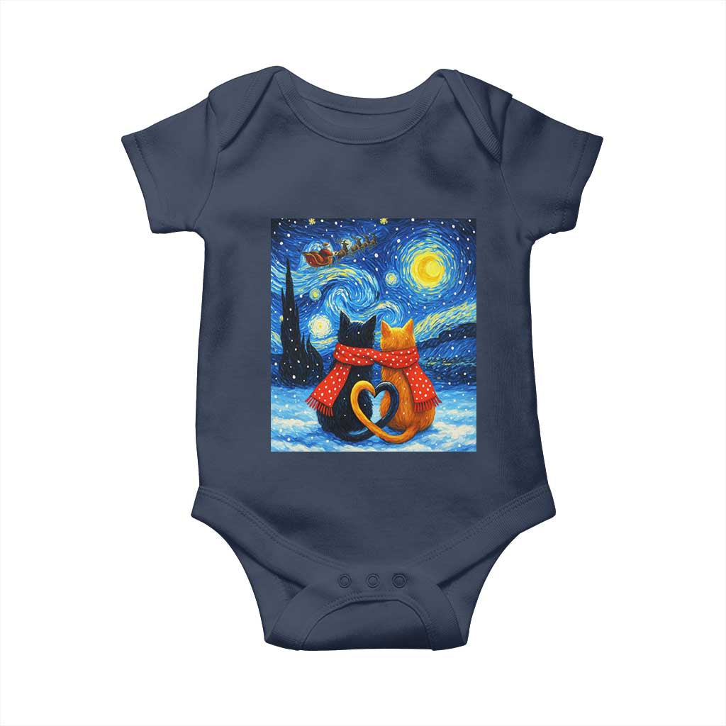 Funny Couples Christmas Baby Onesie Cats Lover Starry Night - Wonder Print Shop