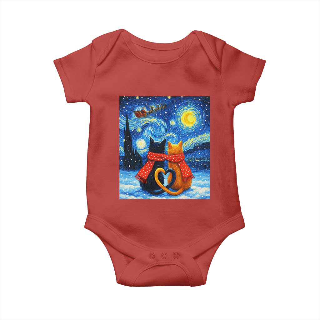 Funny Couples Christmas Baby Onesie Cats Lover Starry Night - Wonder Print Shop