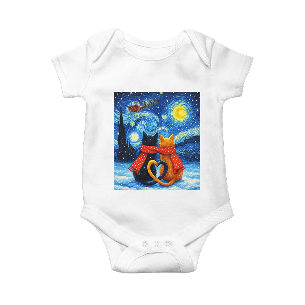 Funny Couples Christmas Baby Onesie Cats Lover Starry Night - Wonder Print Shop