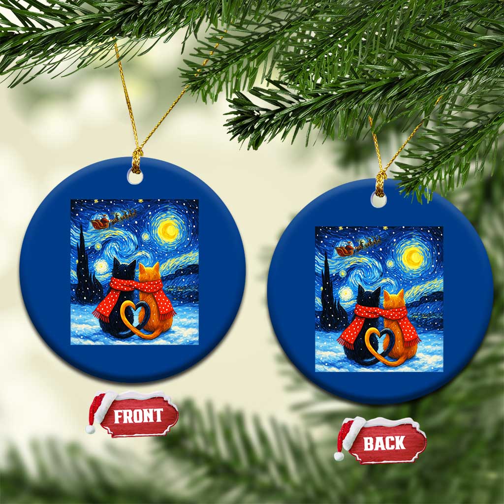 Funny Couples Xmas Ceramic Ornament Cats Lover Starry Night - Wonder Print Shop