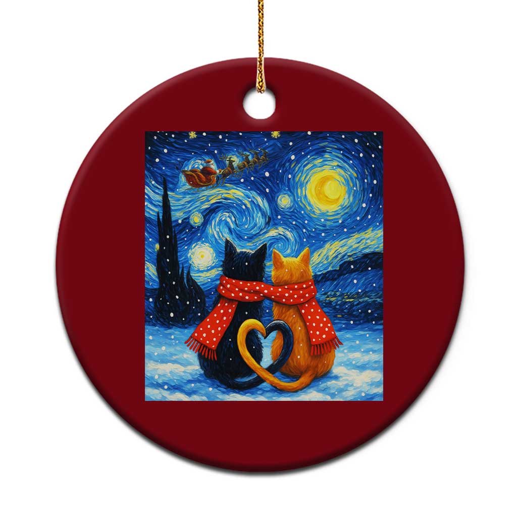 Funny Couples Xmas Ceramic Ornament Cats Lover Starry Night - Wonder Print Shop