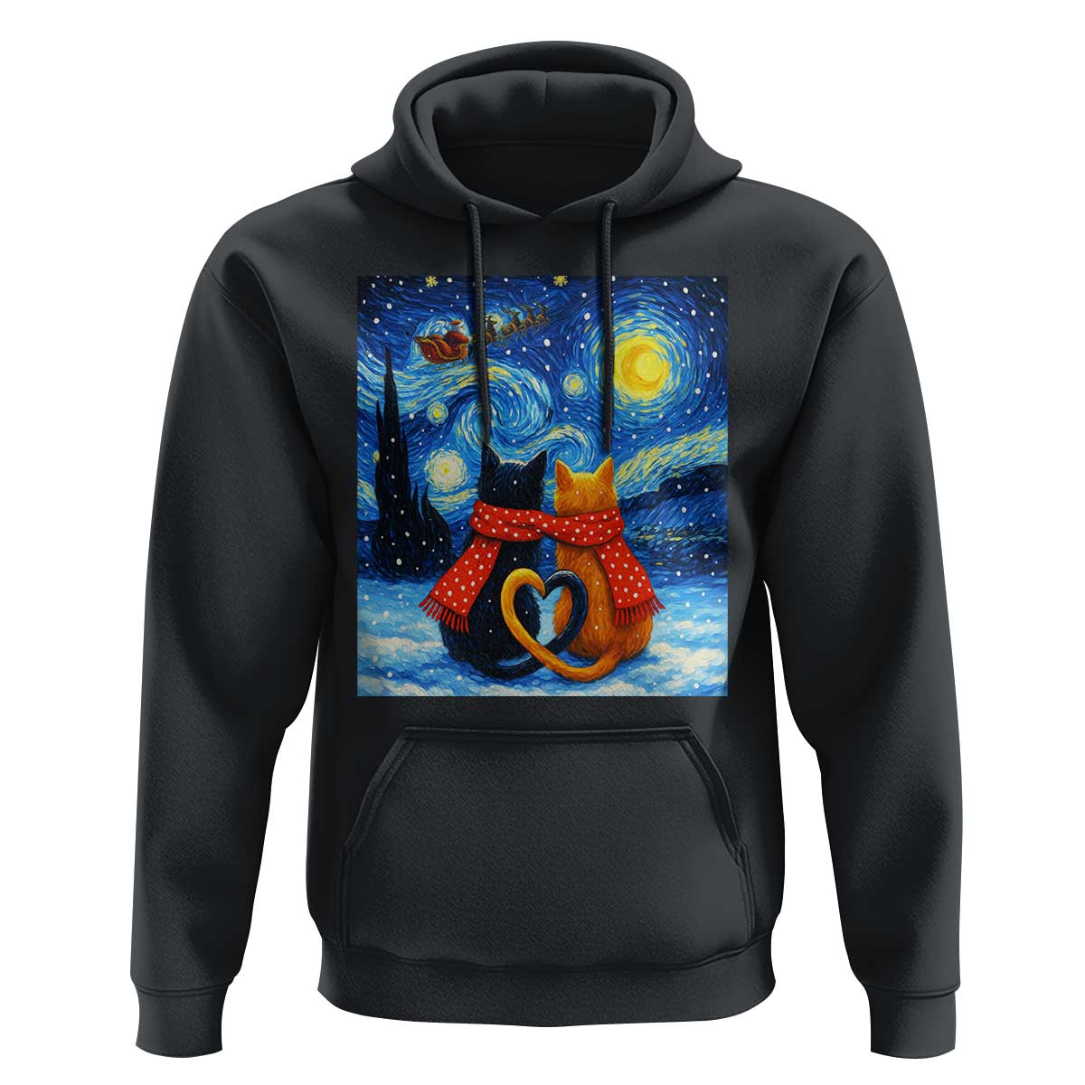 Funny Couples Christmas Hoodie Cats Lover Starry Night - Wonder Print Shop