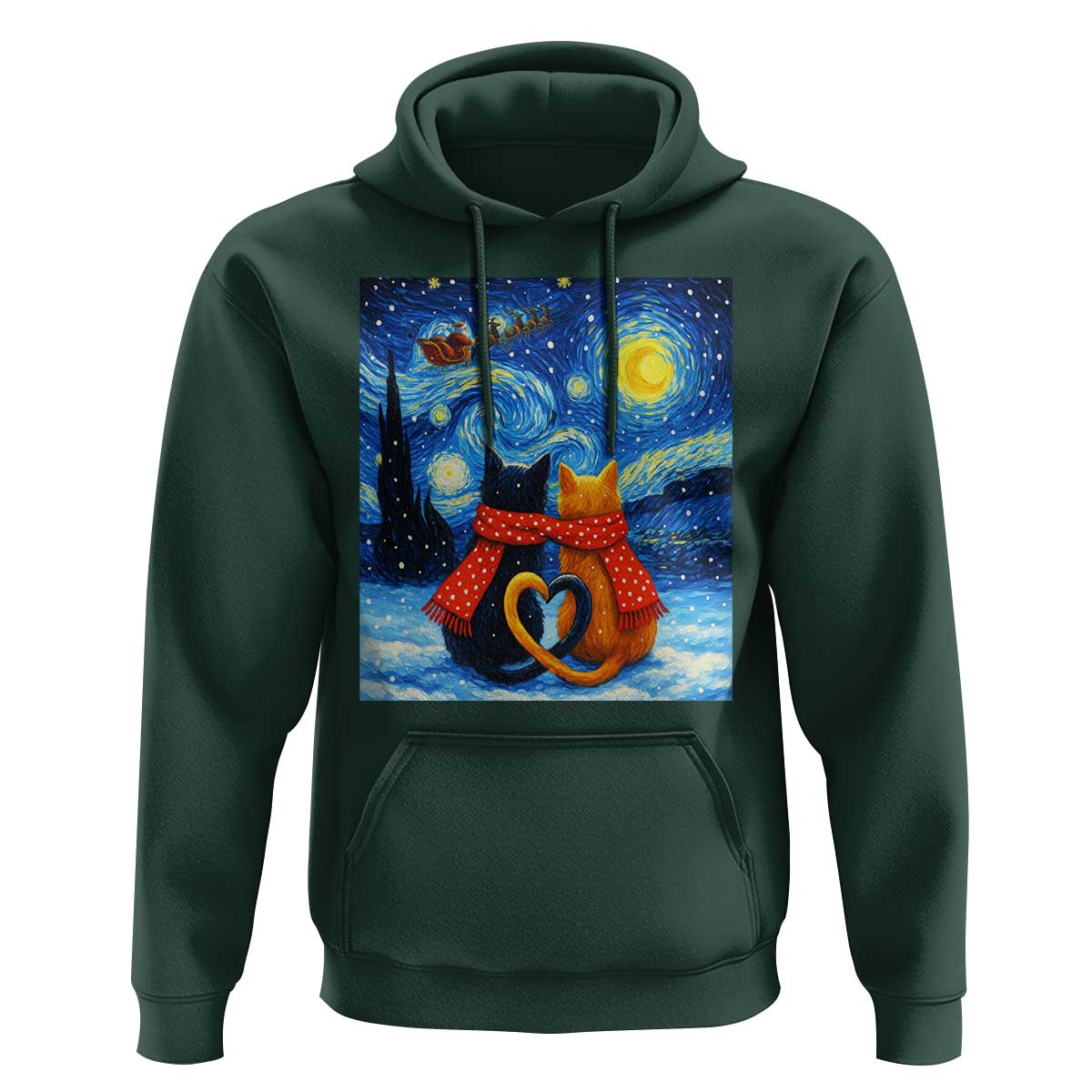 Funny Couples Christmas Hoodie Cats Lover Starry Night - Wonder Print Shop