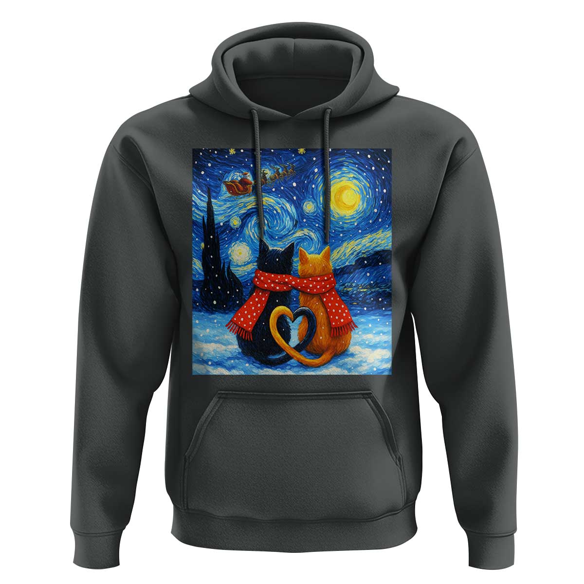Funny Couples Christmas Hoodie Cats Lover Starry Night - Wonder Print Shop