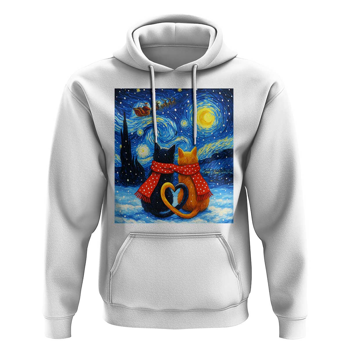 Funny Couples Christmas Hoodie Cats Lover Starry Night - Wonder Print Shop