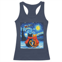 Funny Couples Christmas Racerback Tank Top Cats Lover Starry Night - Wonder Print Shop