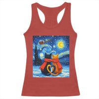 Funny Couples Christmas Racerback Tank Top Cats Lover Starry Night - Wonder Print Shop
