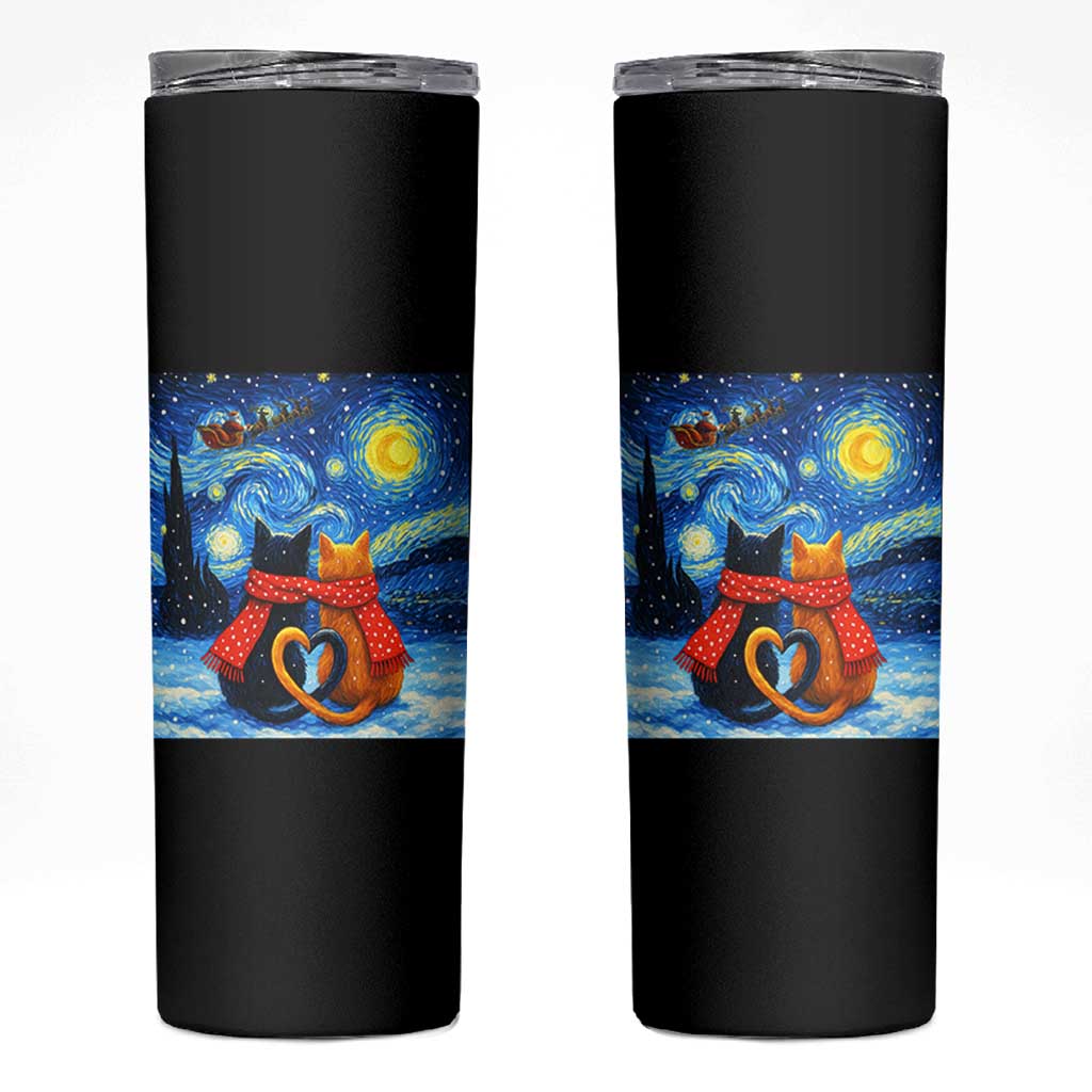 Funny Couples Christmas Skinny Tumbler Cats Lover Starry Night - Wonder Print Shop