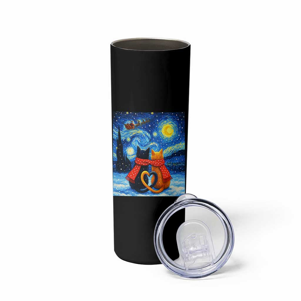 Funny Couples Christmas Skinny Tumbler Cats Lover Starry Night - Wonder Print Shop