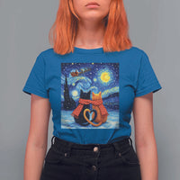 Funny Couples Christmas T Shirt For Women Cats Lover Starry Night - Wonder Print Shop