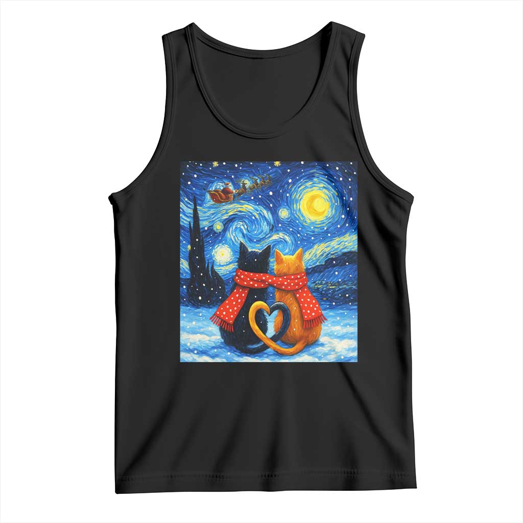 Funny Couples Christmas Tank Top Cats Lover Starry Night - Wonder Print Shop