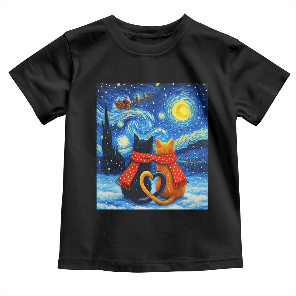 Funny Couples Christmas Toddler T Shirt Cats Lover Starry Night - Wonder Print Shop