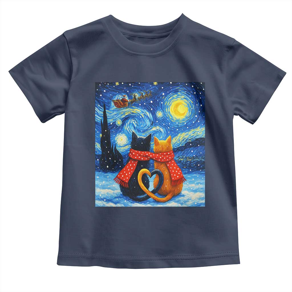 Funny Couples Christmas Toddler T Shirt Cats Lover Starry Night - Wonder Print Shop