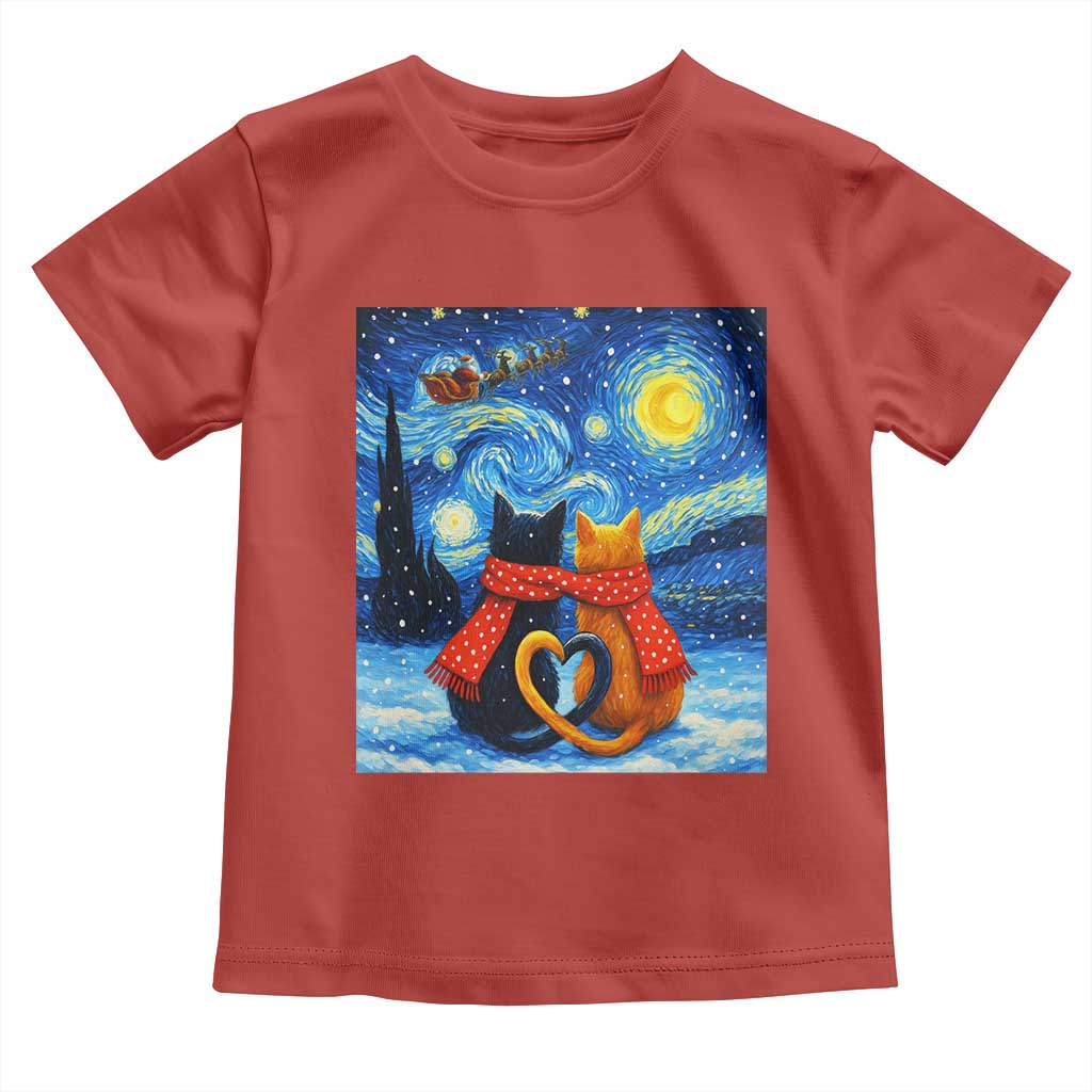 Funny Couples Christmas Toddler T Shirt Cats Lover Starry Night - Wonder Print Shop