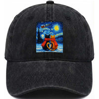 Funny Couples Christmas Washed Cotton Baseball Cap Cats Lover Starry Night