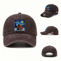 Funny Couples Christmas Washed Cotton Baseball Cap Cats Lover Starry Night