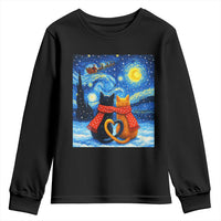Funny Couples Christmas Youth Sweatshirt Cats Lover Starry Night - Wonder Print Shop