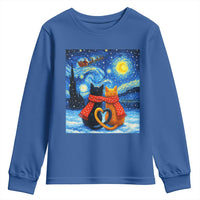 Funny Couples Christmas Youth Sweatshirt Cats Lover Starry Night - Wonder Print Shop