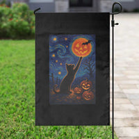 Black Cat Halloween Garden Flag Starry Night Van Gogh - Wonder Print Shop