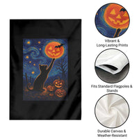 Black Cat Halloween Garden Flag Starry Night Van Gogh - Wonder Print Shop