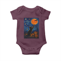 Black Cat Halloween Baby Onesie Starry Night Van Gogh - Wonder Print Shop