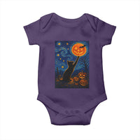 Black Cat Halloween Baby Onesie Starry Night Van Gogh - Wonder Print Shop