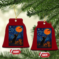 Black Cat Halloween Ceramic Ornament Starry Night Van Gogh - Wonder Print Shop