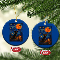 Black Cat Halloween Ceramic Ornament Starry Night Van Gogh - Wonder Print Shop
