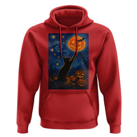 Black Cat Halloween Hoodie Starry Night Van Gogh - Wonder Print Shop