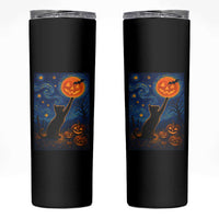 Black Cat Halloween Skinny Tumbler Starry Night Van Gogh