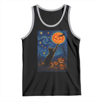 Black Cat Halloween Tank Top Starry Night Van Gogh - Wonder Print Shop