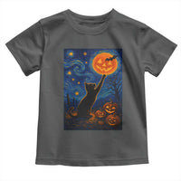 Black Cat Halloween Toddler T Shirt Starry Night Van Gogh - Wonder Print Shop