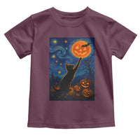 Black Cat Halloween Toddler T Shirt Starry Night Van Gogh - Wonder Print Shop