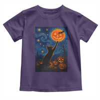 Black Cat Halloween Toddler T Shirt Starry Night Van Gogh - Wonder Print Shop