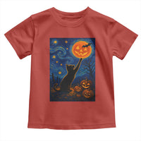 Black Cat Halloween Toddler T Shirt Starry Night Van Gogh - Wonder Print Shop