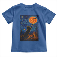 Black Cat Halloween Toddler T Shirt Starry Night Van Gogh - Wonder Print Shop