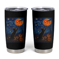 Black Cat Halloween Tumbler Cup Starry Night Van Gogh