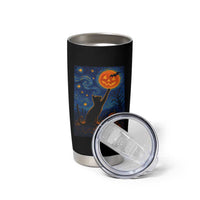 Black Cat Halloween Tumbler Cup Starry Night Van Gogh