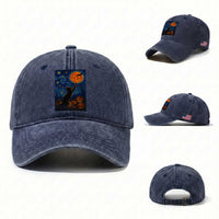 Black Cat Halloween Washed Cotton Baseball Cap Starry Night Van Gogh