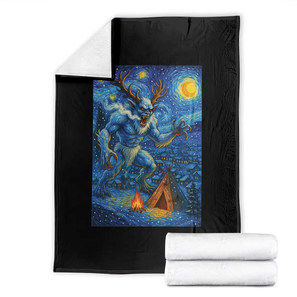 Wedigo Cryptid Christmas Throw Blanket Native American Starry Night Xmas - Wonder Print Shop