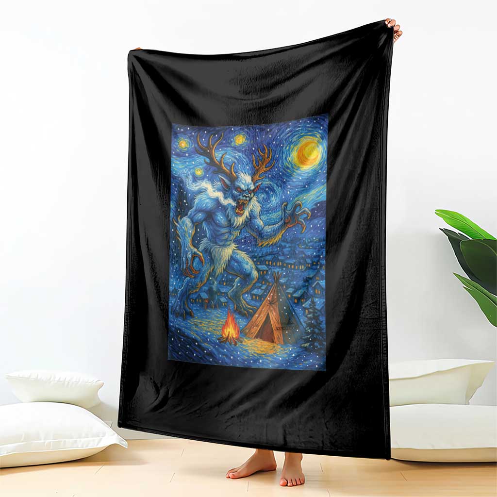 Wedigo Cryptid Christmas Throw Blanket Native American Starry Night Xmas - Wonder Print Shop