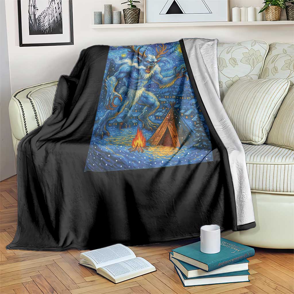 Wedigo Cryptid Christmas Throw Blanket Native American Starry Night Xmas - Wonder Print Shop